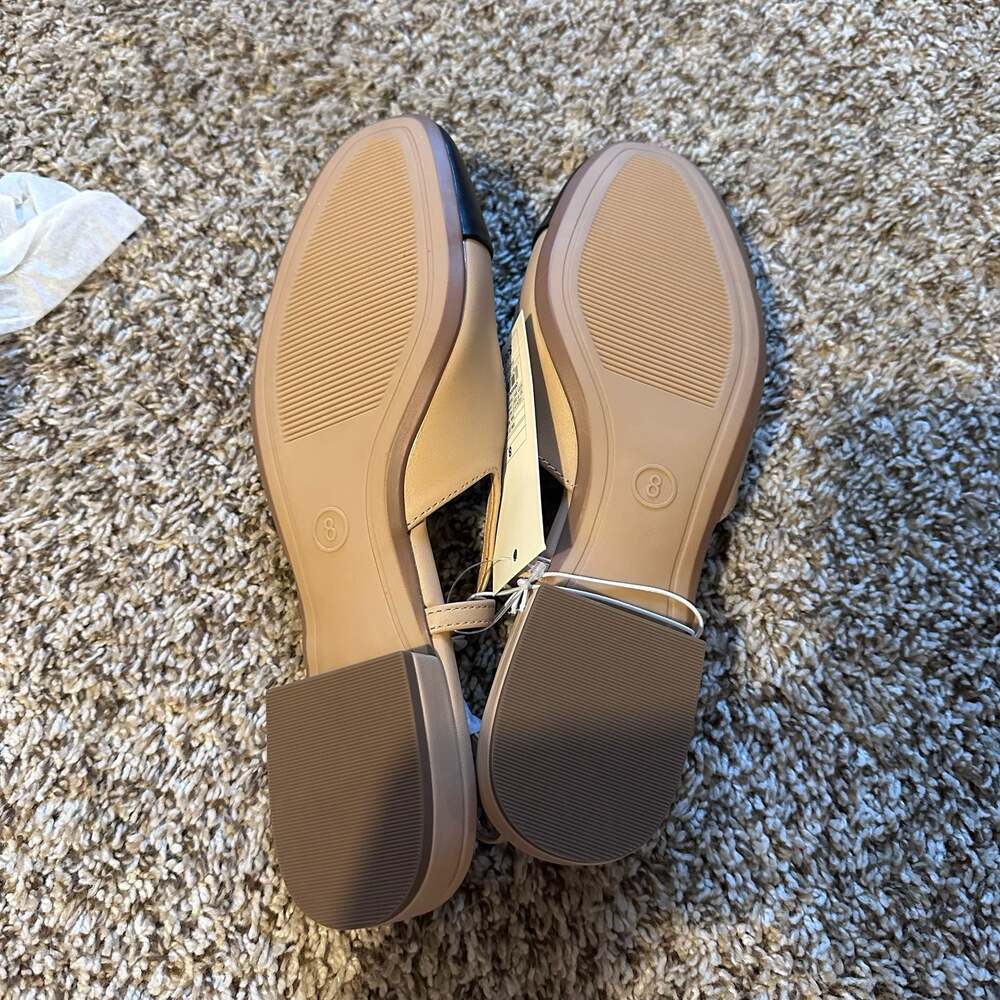 A New Day Maxine Slingback Flats Tan/Black Size 8 - Picture 3 of 4